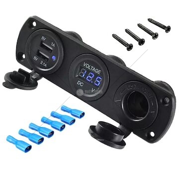 Zásuvka zapalovač 12V, 2xUSB 5V, voltmetr KAXL