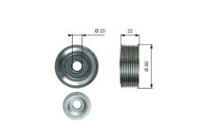 Vratná/vodicí kladka, klínový žebrový řemen GATES T36631