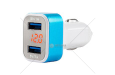 Autonabíječka mobilního telefonu s 2xUSB + tester napětí akumulátoru TEST-04
