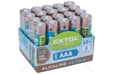 Baterie alkalické EXTOL ENERGY ULTRA +, 20ks, 1,5V AAA (LR03), EXTOL ENERGY