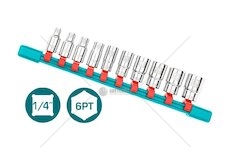 Hlavice nástrčné, sada 10ks, 1/4", industrial TOTAL