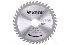 Kotouč pilový s SK plátky, 125x1,3x22,2mm, 40T, šířka SK plátků 2,6mm, EXTOL PREMIUM