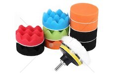 Leštící kotouče s nosičem a adaptérem do vrtačky, sada 12 ks