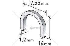 Spony oblé, balení 1000ks, 14mm, 7,55x0,52x1,2mm, EXTOL PREMIUM