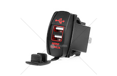Vodotěsná nabíječka na telefon ve tvaru lodi s ČERVENÝM LED podsvícením 2xUSB 12/24V AMiO-04228