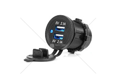 Vodotěsná nabíječka s modrým LED indikátorem 4.2A 2xUSB 12/24V AMiO-04217