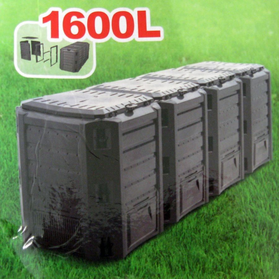 Čtyřdílný plastový kompostér 1600l, černý MODULE COMPOGREEN, Černá