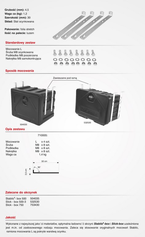 Držák boxů pro montáž podvěsem 710005