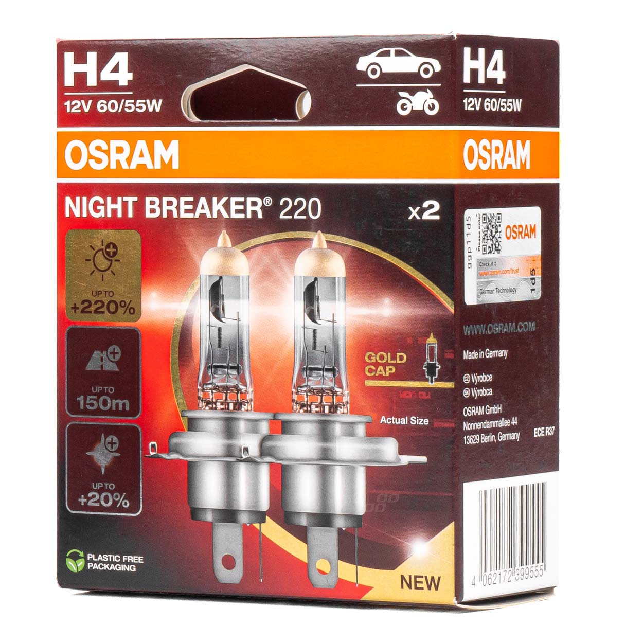 Halogenová žárovka Osram H4 12V 60/55W P43t NIGHT BREAKER 200 /2 ks, , ,