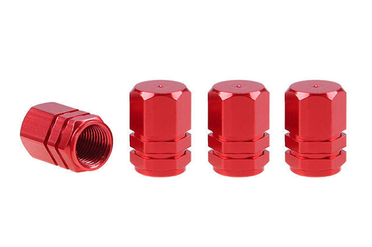 AMIO Čepičky na ventilky hliníkové červené - 4ks