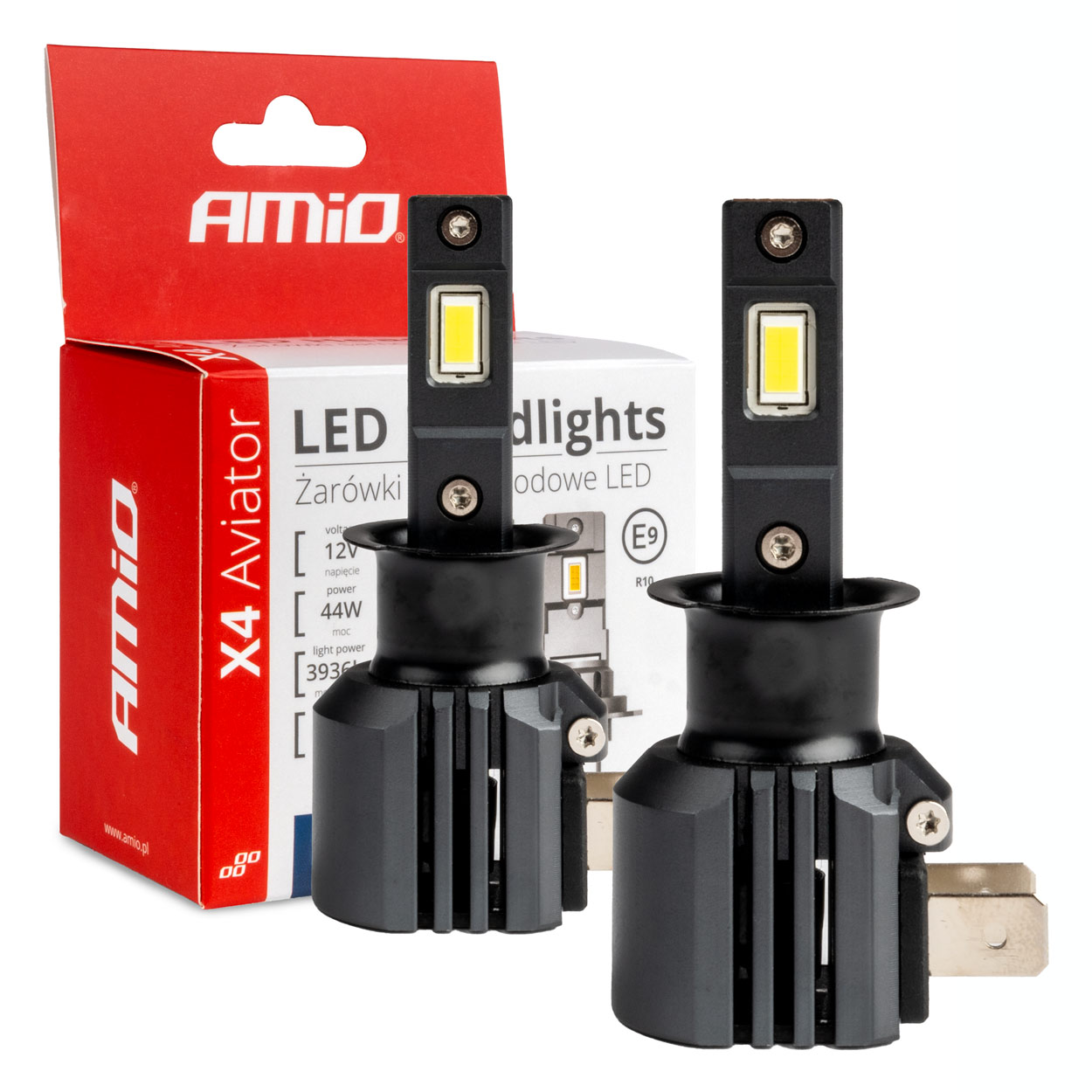 LED žárovky X4-series AVIATOR H3 6500K max 44W AMIO-03762