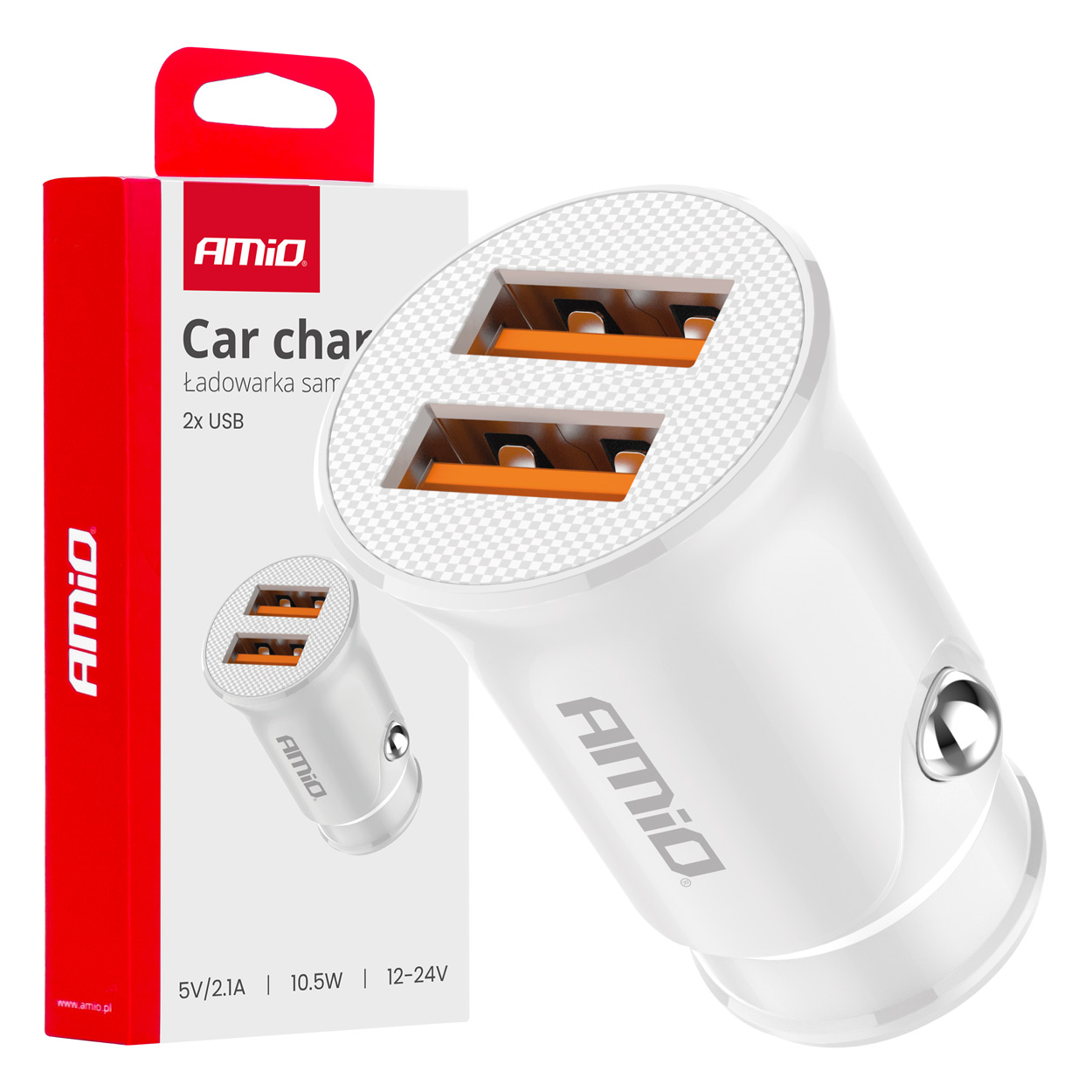 Nabíječka do auta 2x USB-A 2.1A 12/24V AMiO-03872