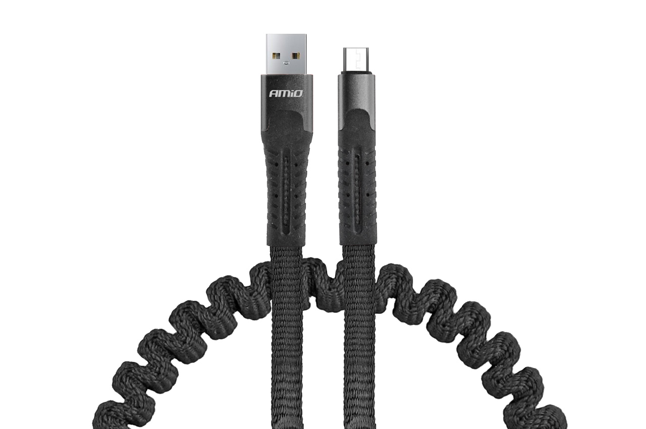 Pružinový kabel USB+microUSB 1.2m FullLINK UC-12