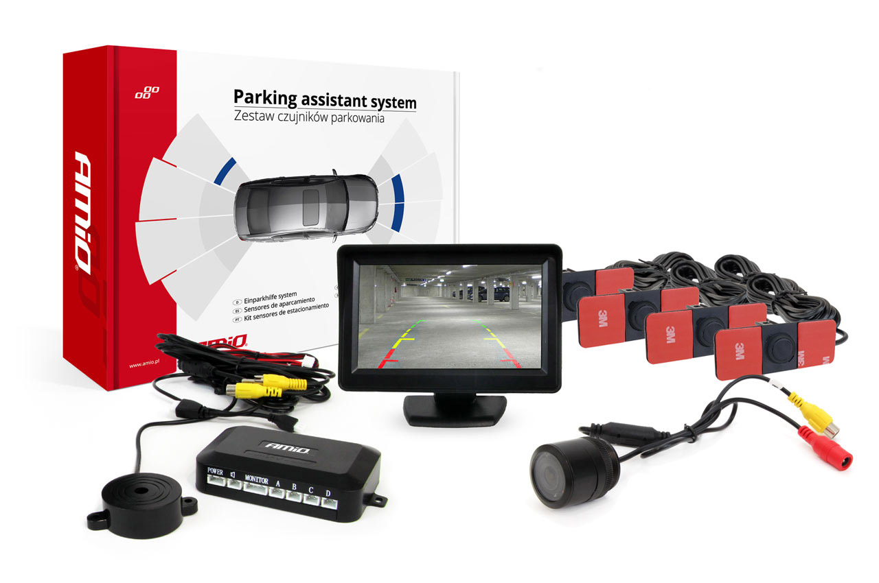 Sada parkovací asistent TFT01 4,3" s kamerou HD-301-IR 4 senzory černá vnitřní