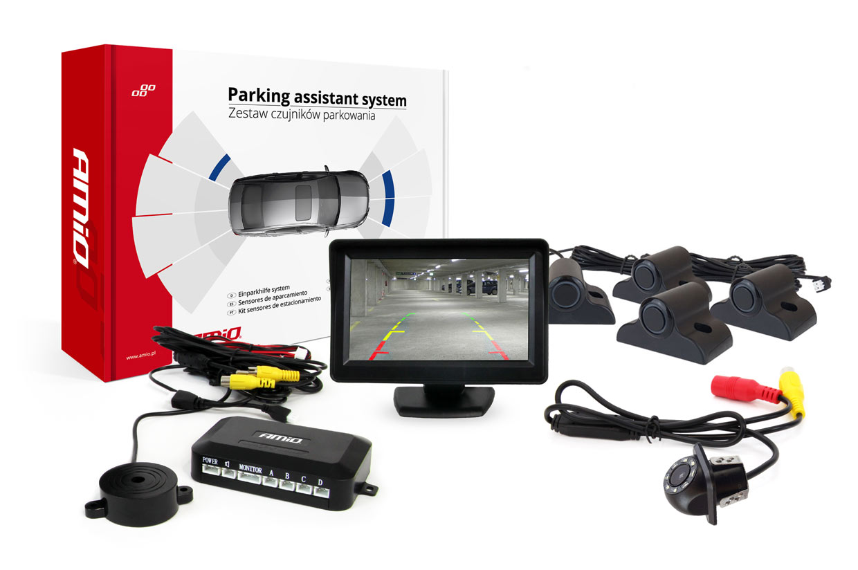 AMiO Sada parkovací asistent TFT01 4,3" s kamerou HD-305-LED senzory černá Truck