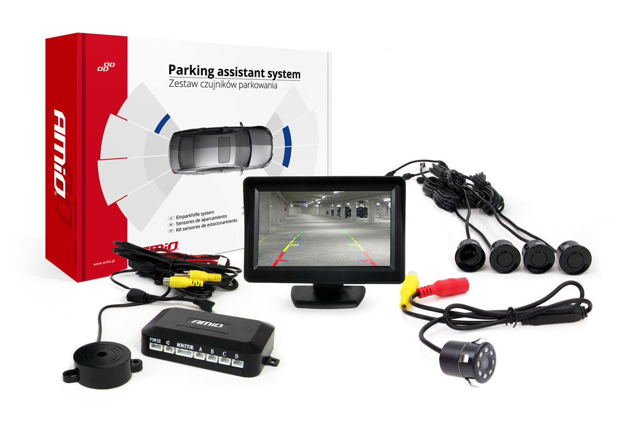 Sada parkovací asistent TFT01 4,3" s kamerou HD-307-IR 4 senzory černá