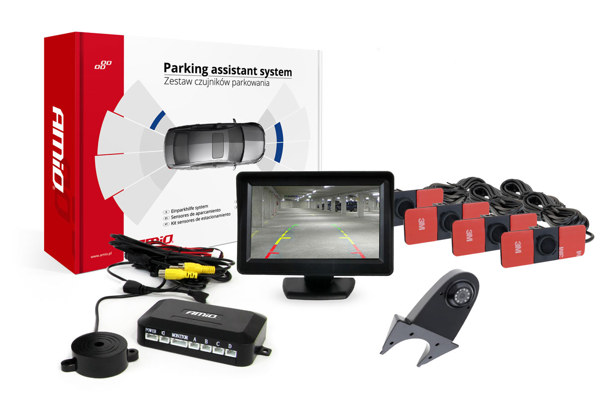 Sada parkovací asistent TFT01 4,3" s kamerou HD-502-IR 4 senzory černá vnitřní
