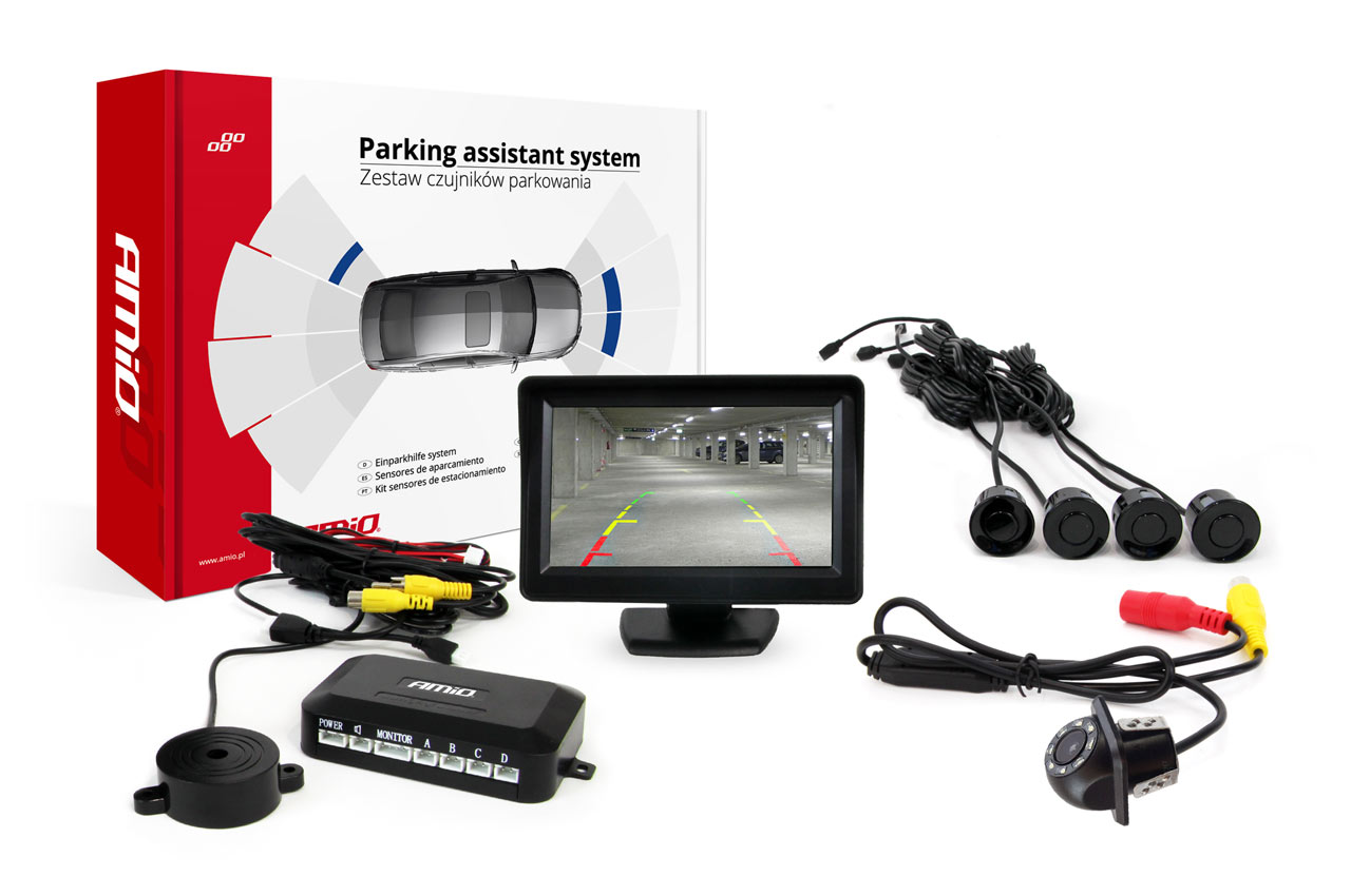 Sada parkovací asistent TFT01 T 4,3" s kamerou HD-305 LED 4 senzory černá