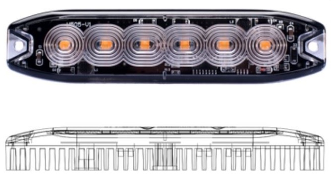 Světlo výstražné LED oranžové PREDATOR 26-funkcí s pamětí 6x3W 12/24V