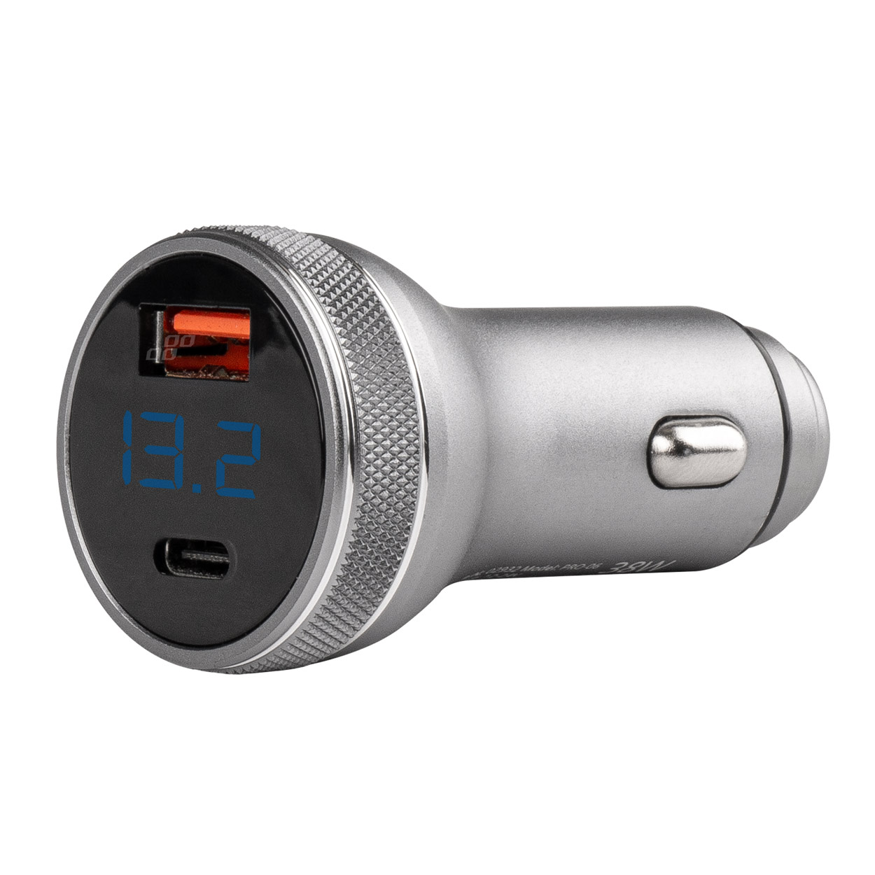 Amio USB nabíječka do auta s voltmetrem 12/24V USB+USB-C 38W |