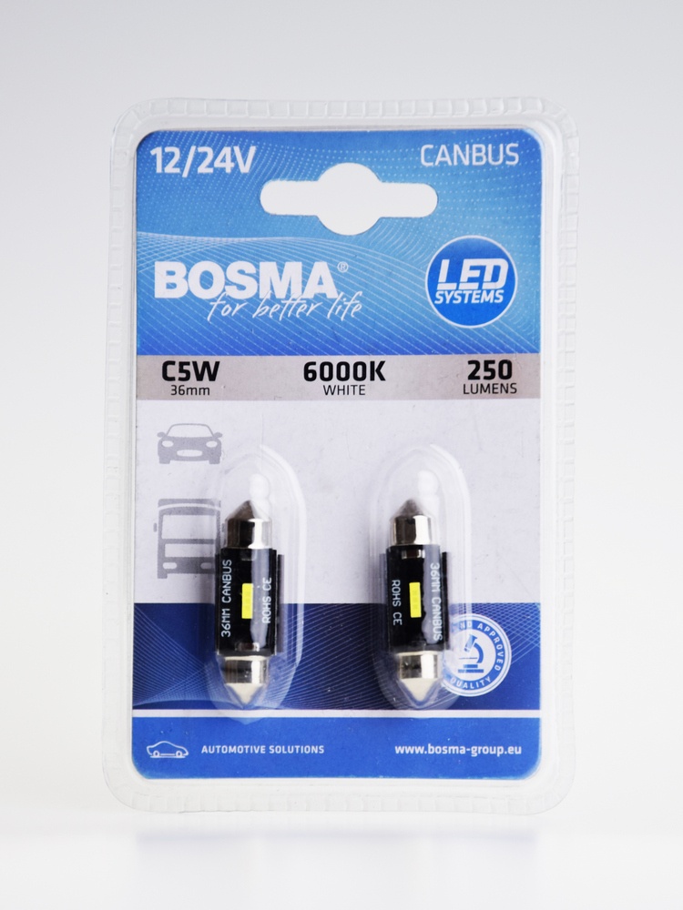 Žárovka 12/24V LED SV8,5W 1XSMD 2ks v balení 6000K bílé BOSMA 7435, , ,