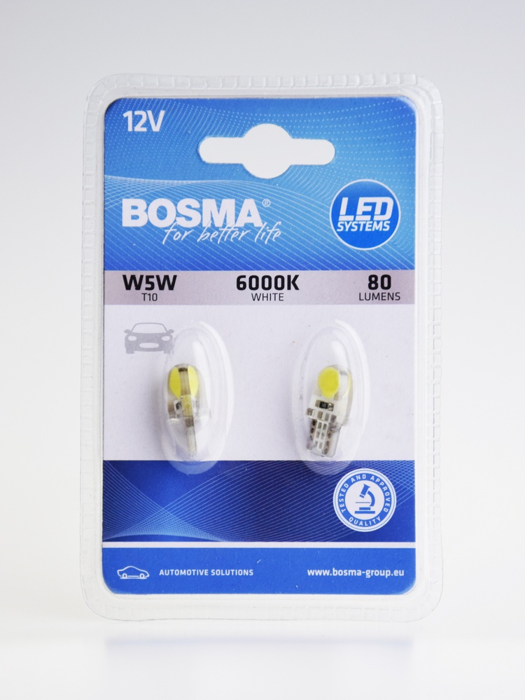 Žárovka 12/24V LED T10 2 kusy v balení 6000K bílé BOSMA 7503, , ,