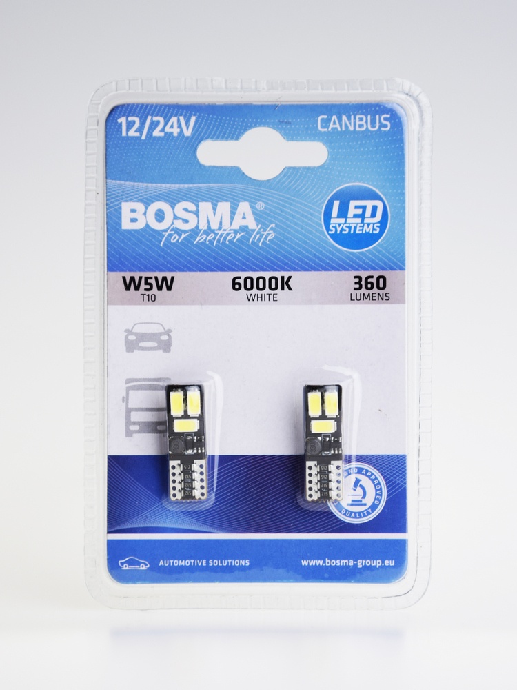 Žárovka 12/24V LED T10 6XSMD 6000K bílá 2ks v balení BOSMA 7381, , ,