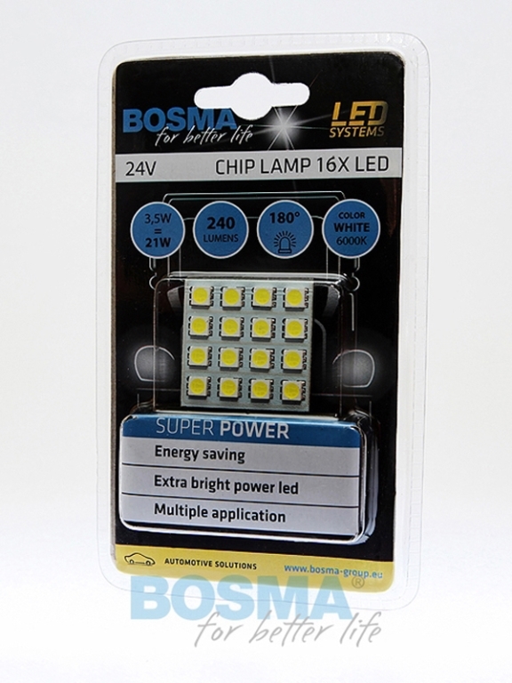 Žárovka LED 24V PLATE 35X35 16XSMD bílá BOSMA 3406/B