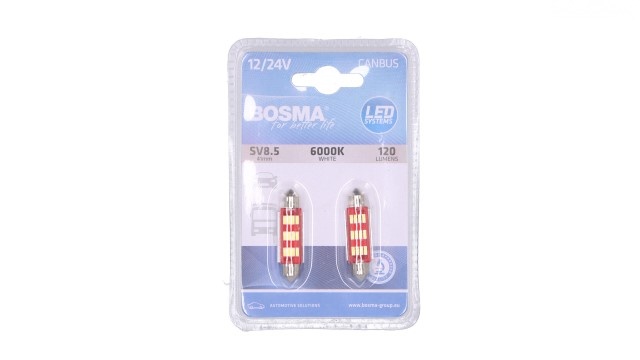 Žárovka 12/24V LED SV8,5W 12XSMD 2ks v balení 6000K bílé BOSMA 7404, , ,