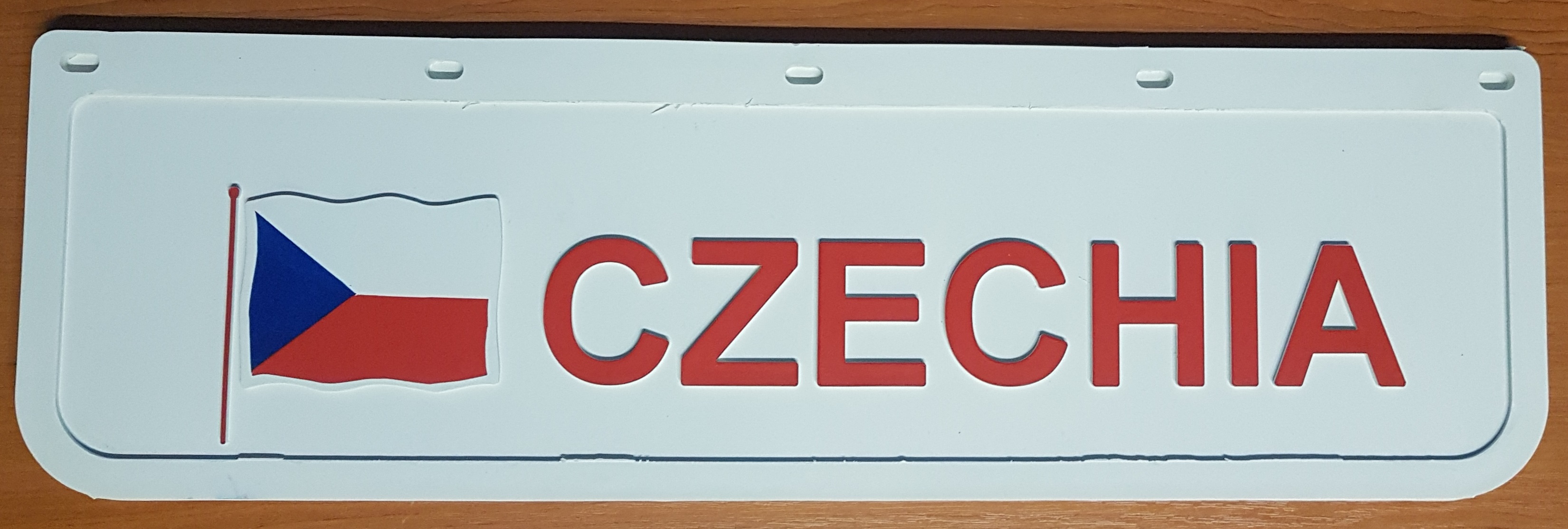 Zástěrka - lapač CZECHIA 600x180mm, bílý s červeným nápisem